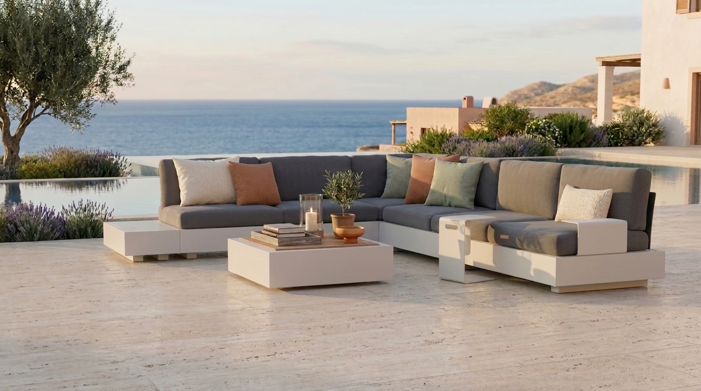 Bari kültéri lounge tengerparti teraszon